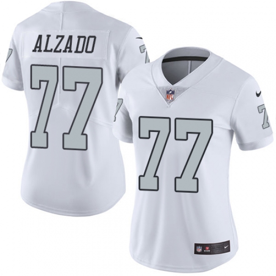 Women's Nike Oakland Raiders #77 Lyle Alzado Elite White Rush Vapor Untouchable NFL Jersey