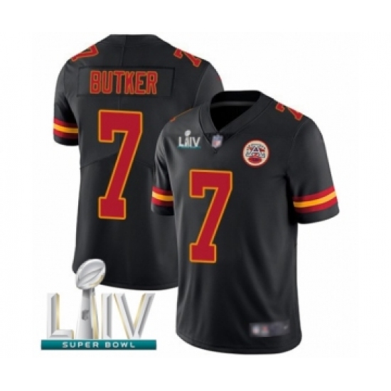 Men's Kansas City Chiefs #7 Harrison Butker Limited Black Rush Vapor Untouchable Super Bowl LIV Bound Football Jersey - Ujersey