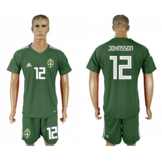Sweden #12 Johnsson Green Goalkeeper Soccer Country Jersey