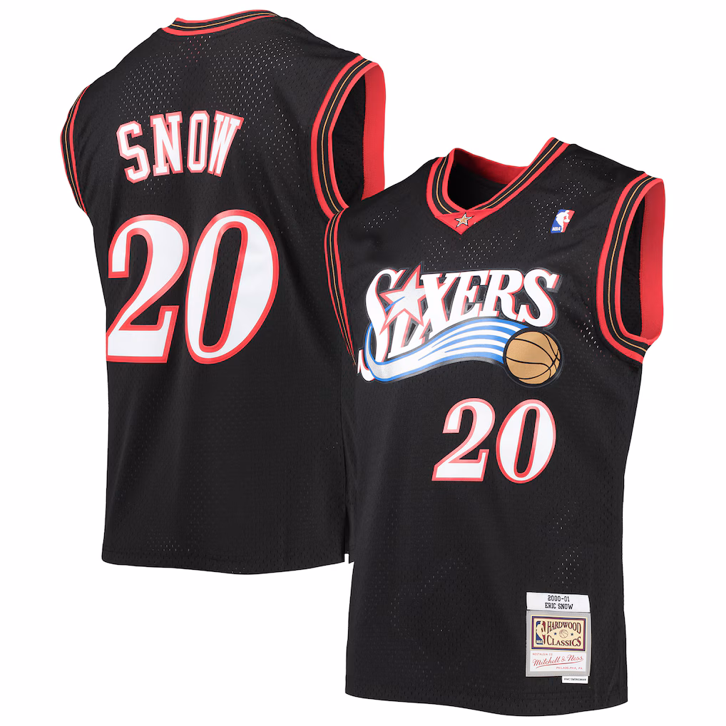 Men's Philadelphia 76ers Eric Snow Mitchell & Ness Black 2000/01 Hardwood Classics Swingman Jersey - ujerseystore
