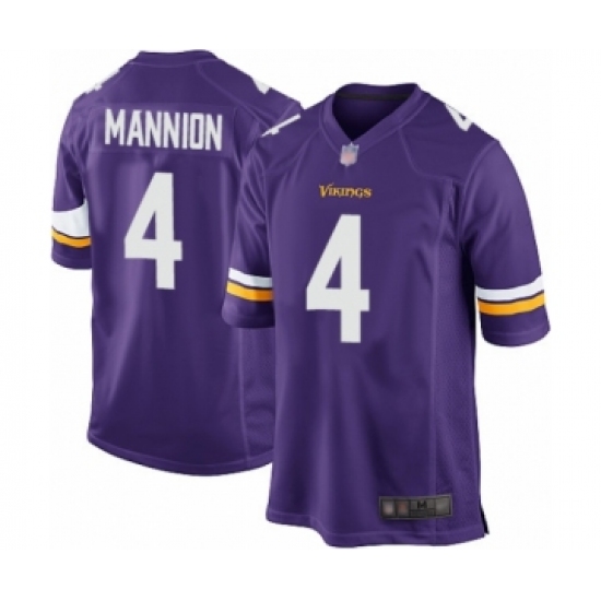 Men's Minnesota Vikings #4 Sean Mannion Game Purple Team Color Football Jersey - Ujersey