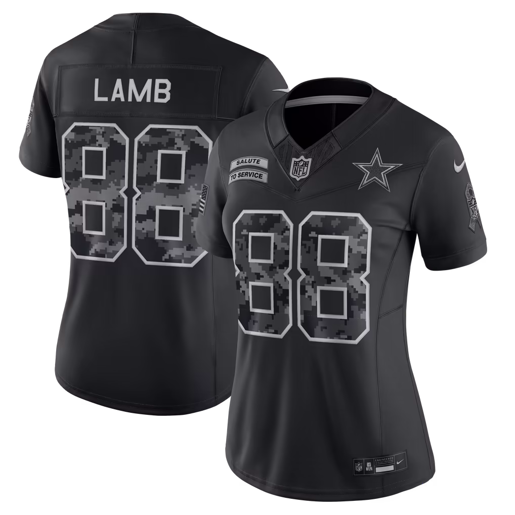 Women's Dallas Cowboys CeeDee Lamb Nike Black 2026 Salute to Service Stitched Limited Jersey