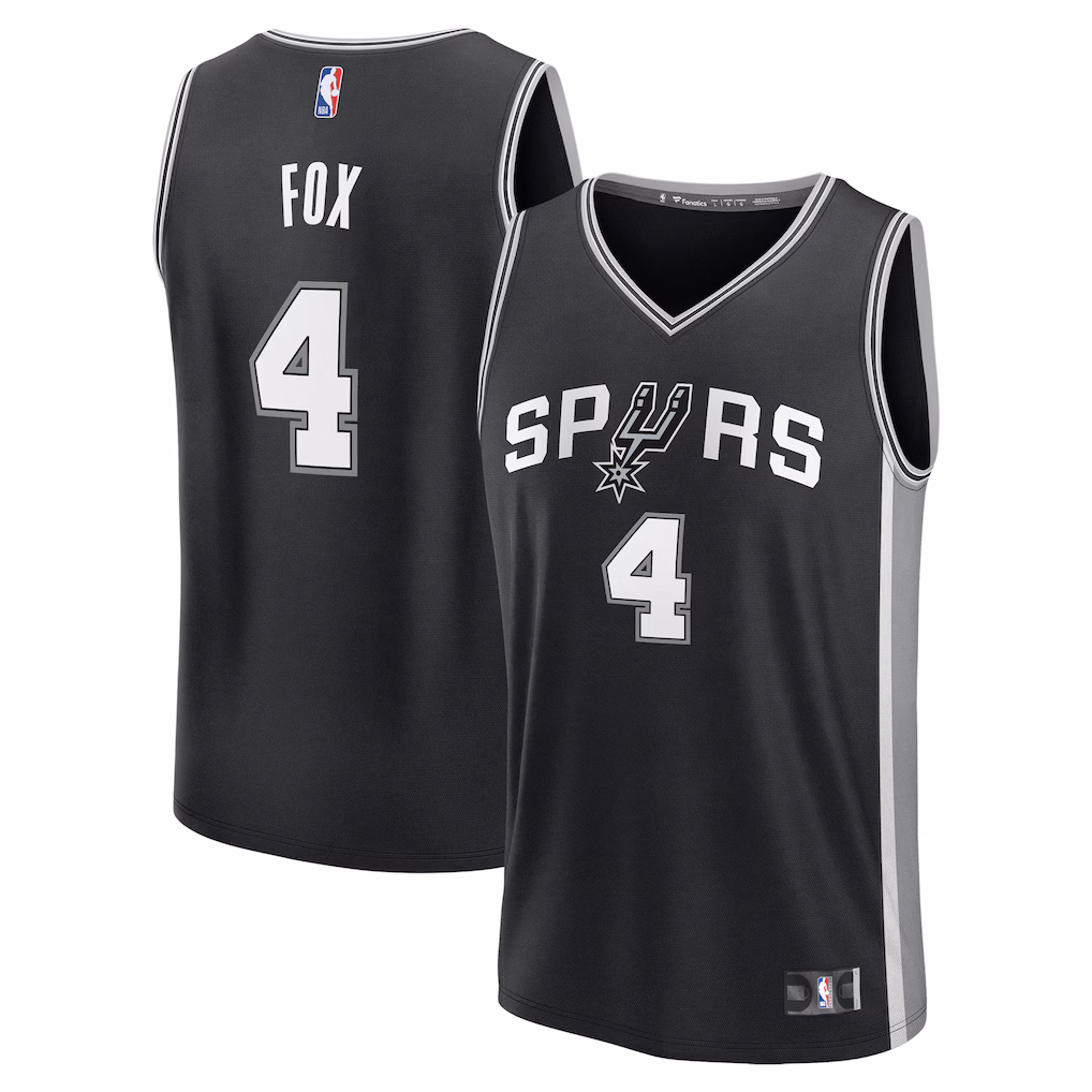 Youth San Antonio Spurs De'Aaron Fox Fanatics Black Fast Break Replica Player Jersey - Icon Edition - ujerseystore
