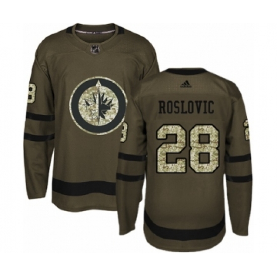 Youth Adidas Winnipeg Jets #28 Jack Roslovic Authentic Green Salute to Service NHL Jersey - Ujersey