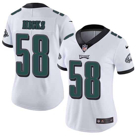 Women's Nike Philadelphia Eagles #58 Jordan Hicks White Vapor Untouchable Limited Player NFL Jersey