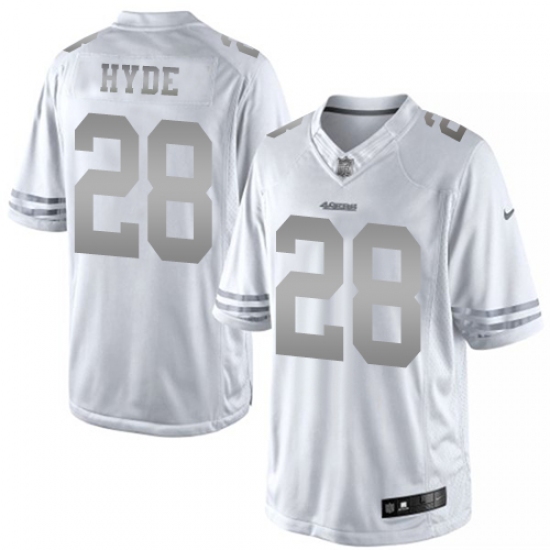Men's Nike San Francisco 49ers #28 Carlos Hyde Limited White Platinum NFL Jersey - Ujersey