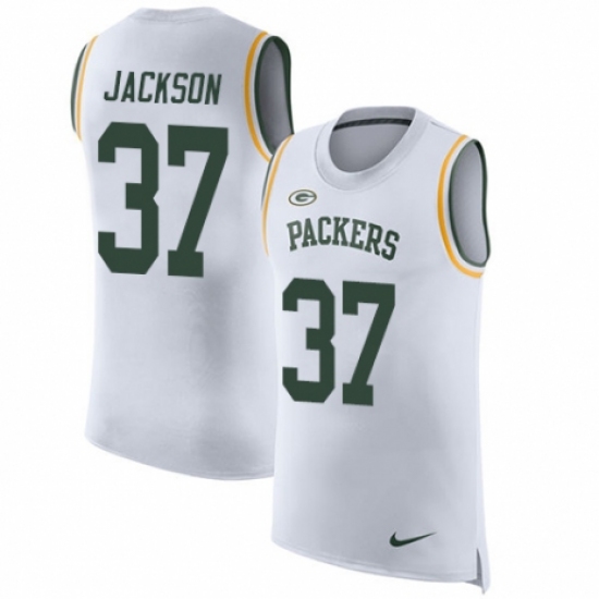 Men's Nike Green Bay Packers #37 Josh Jackson White Rush Player Name & Number Tank Top NFL Jersey - Ujersey