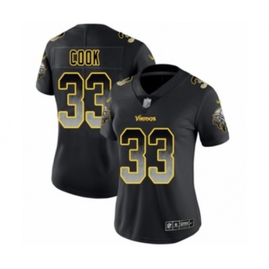 Women's Minnesota Vikings #33 Dalvin Cook Limited Black Smoke Fashion Football Jersey - Ujersey