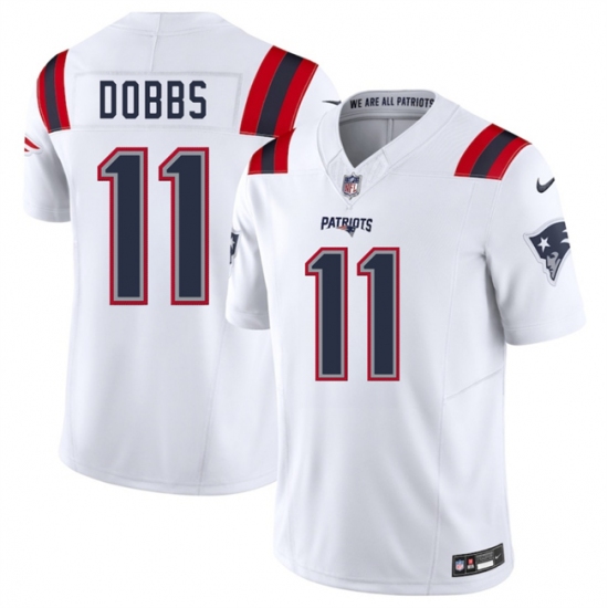 Men's New England Patriots #11 Joshua Dobbs White 2025 F.U.S.E. Vapor Limited Football Stitched Jersey - Ujersey
