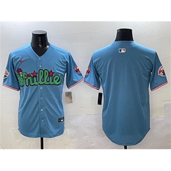 Men's Philadelphia Phillies Blank Light Blue Phanatic Limited Stitched Jersey - Ujersey