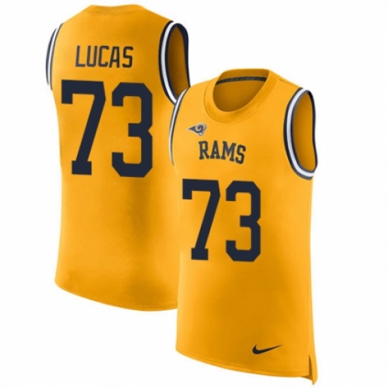 Men's Nike Los Angeles Rams #73 Cornelius Lucas Limited Gold Rush Player Name & Number Tank Top NFL Jersey - Ujersey