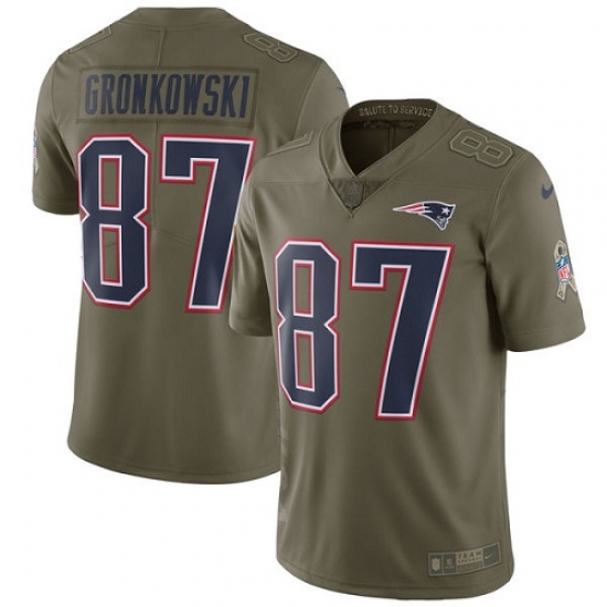 Men's Nike New England Patriots #87 Rob Gronkowski Limited Olive 2017 Salute to Service NFL Jersey - Ujersey