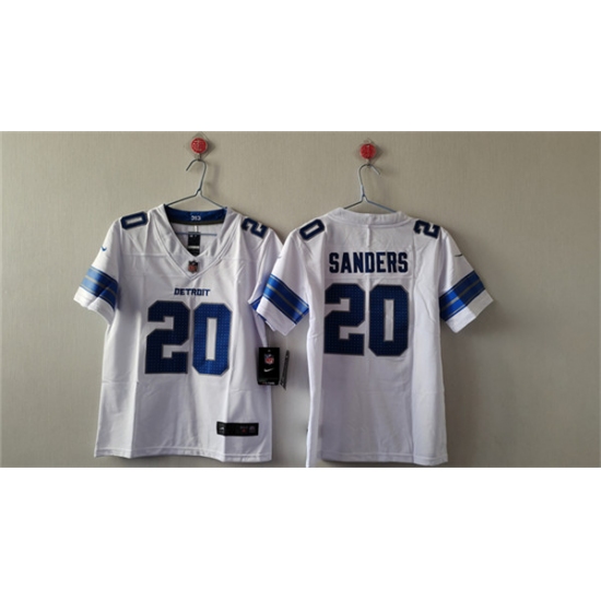 Women's Detroit Lions #20 Barry Sanders White Vapor Football Stitched Jersey(Run Smaller) - Ujersey