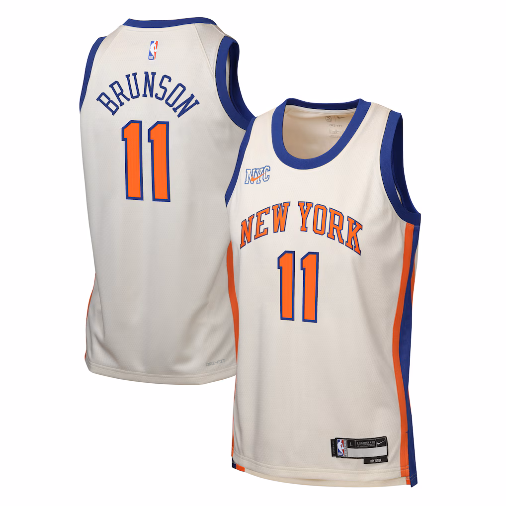 Youth New York Knicks Jalen Brunson Nike Cream 2025/26 City Edition Swingman Jersey - ujerseystore