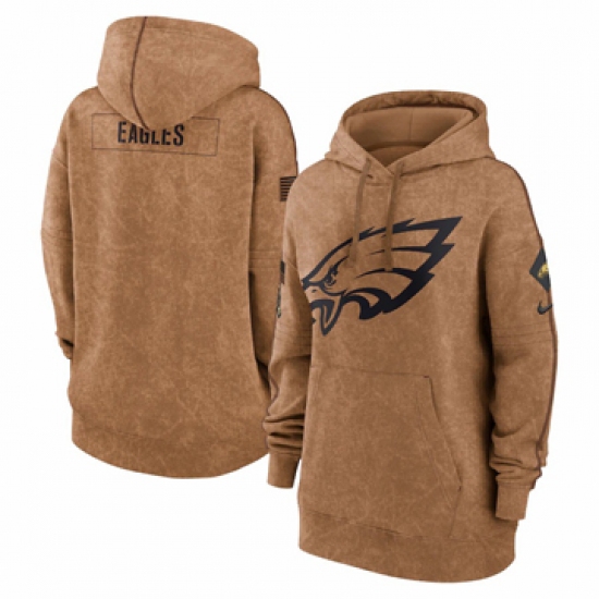 Women's Philadelphia Eagles Nike Brown 2023 Salute to Service Pullover Hoodie - Ujersey