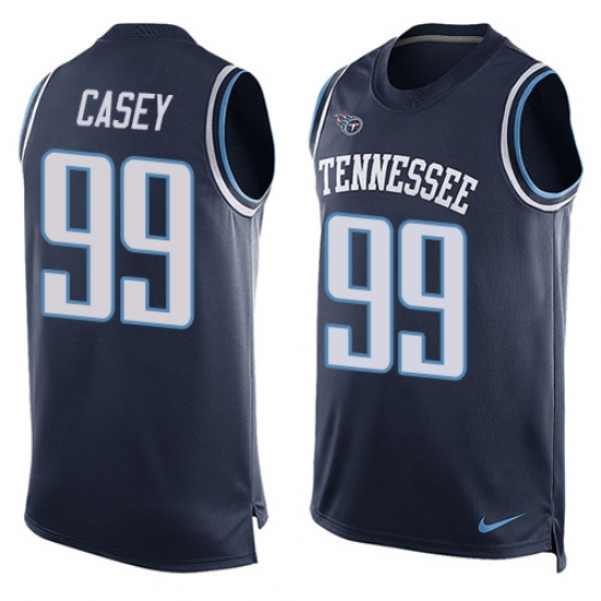 Men's Nike Tennessee Titans #99 Jurrell Casey Limited Navy Blue Player Name & Number Tank Top NFL Jersey - Ujersey