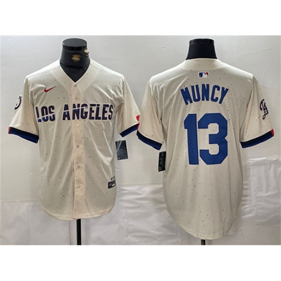 Men's Los Angeles Dodgers #13 Max Muncy Cream Stitched Baseball Jersey - Ujersey
