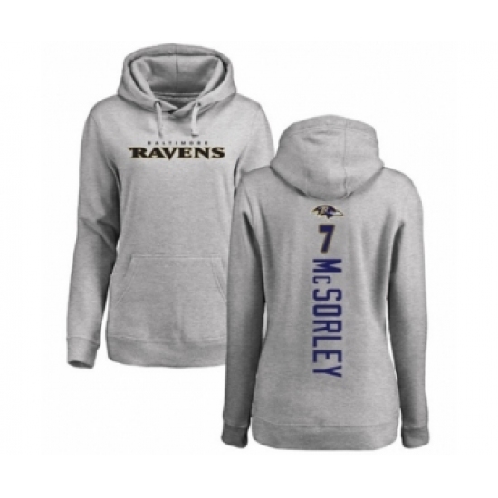 Football Women's Baltimore Ravens #7 Trace McSorley Ash Backer Pullover Hoodie - Ujersey