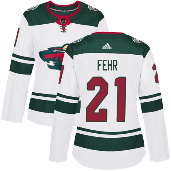 Women's Adidas Minnesota Wild #21 Eric Fehr Authentic White Away NHL Jersey