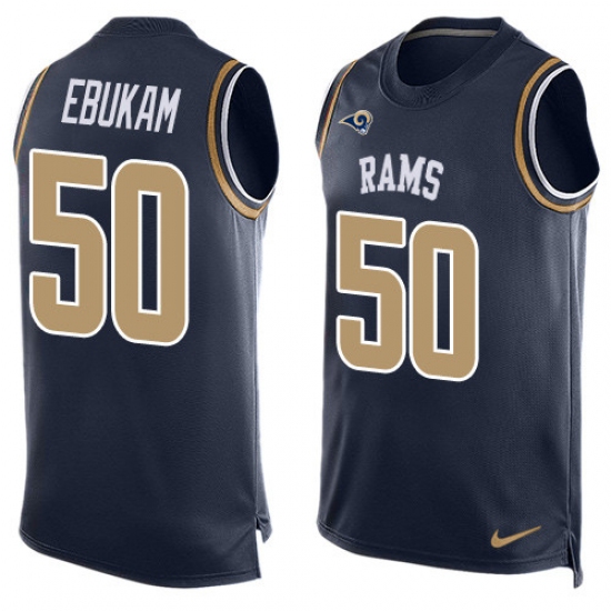 Men's Nike Los Angeles Rams #50 Samson Ebukam Limited Navy Blue Player Name & Number Tank Top NFL Jersey - Ujersey