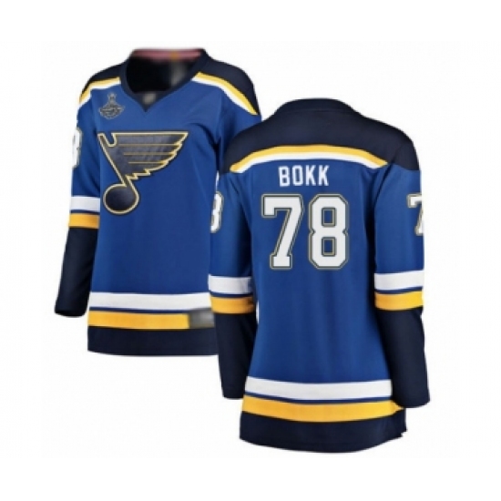 Women's St. Louis Blues #78 Dominik Bokk Fanatics Branded Royal Blue Home Breakaway 2019 Stanley Cup Champions Hockey Jersey - Ujersey