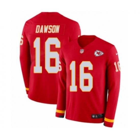 Men's Nike Kansas City Chiefs #16 Len Dawson Limited Red Therma Long Sleeve NFL Jersey - Ujersey