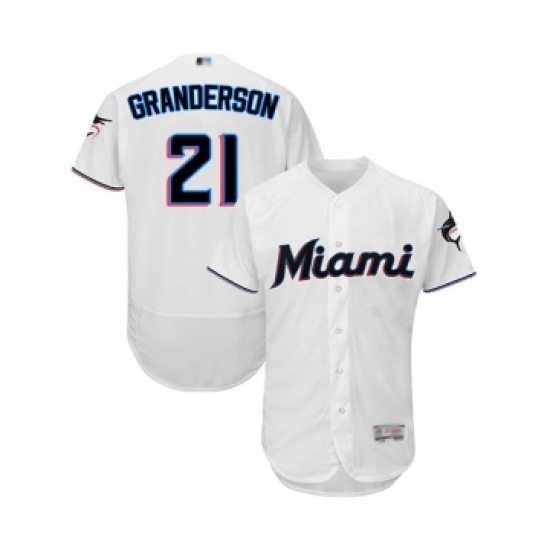 Men's Miami Marlins #21 Curtis Granderson White Home Flex Base Authentic Collection Baseball Jersey - Ujersey