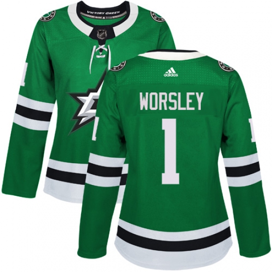 Women's Adidas Dallas Stars #1 Gump Worsley Premier Green Home NHL Jersey - Ujersey