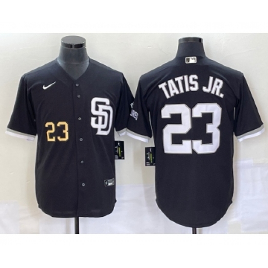 Men's San Diego Padres #23 Fernando Tatis Jr Number Black 2023 Cool Base Stitched Jersey - Ujersey