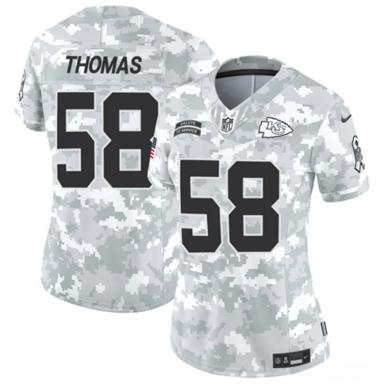 Women's Kansas City Chiefs #58 Derrick Thomas 2024 F.U.S.E Arctic Camo Salute To Service Limited Stitched Football Jersey(Run Small) - Ujersey