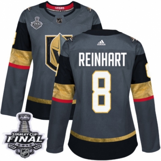 Women's Adidas Vegas Golden Knights #8 Griffin Reinhart Authentic Gray Home 2018 Stanley Cup Final NHL Jersey - Ujersey