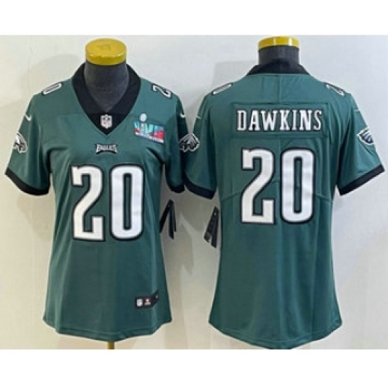 Women's Philadelphia Eagles #20 Brian Dawkins Limited Green Super Bowl LVII Vapor Jersey - Ujersey