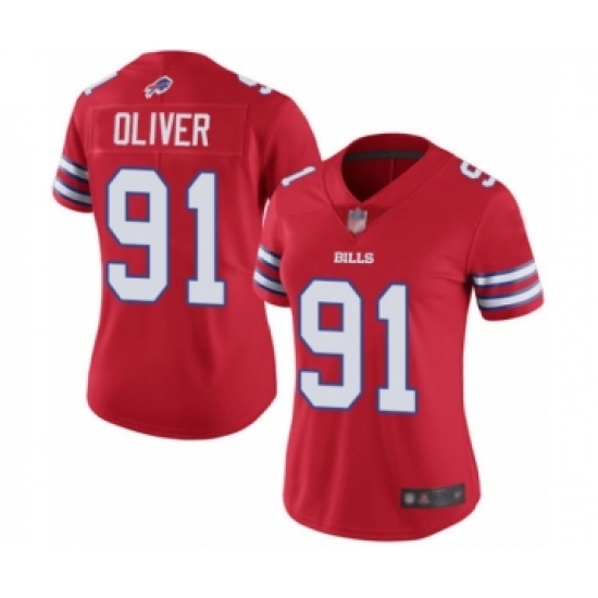 Women's Buffalo Bills #91 Ed Oliver Limited Red Rush Vapor Untouchable Football Jersey - Ujersey