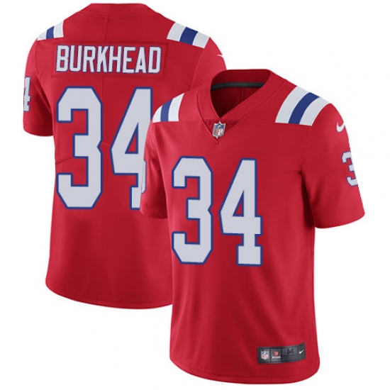 Men's Nike New England Patriots #34 Rex Burkhead Red Alternate Vapor Untouchable Limited Player NFL Jersey - Ujersey