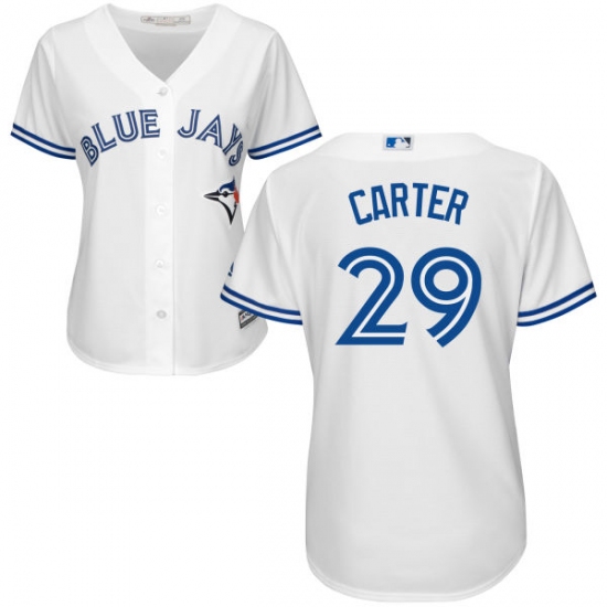 Women's Majestic Toronto Blue Jays #29 Joe Carter Replica White Home MLB Jersey - Ujersey