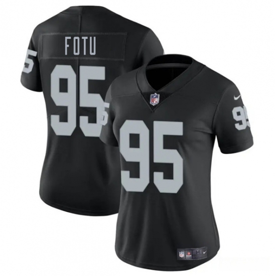 Women's Las Vegas Raiders #95 Leki Fotu Black 2025 Vapor Football Stitched Jersey(Run Small)