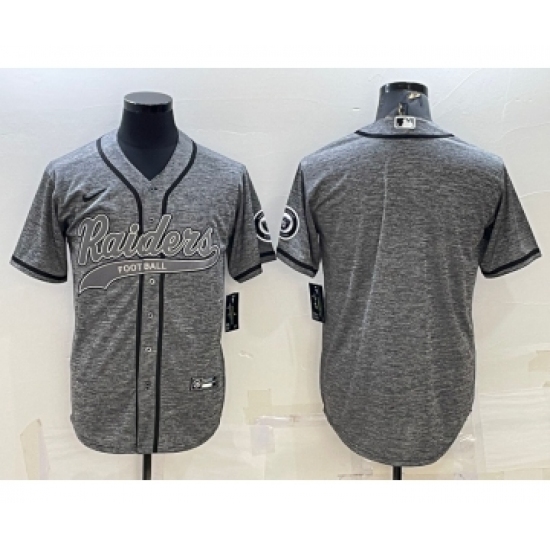 Men's Las Vegas Raiders Blank Grey With Patch Cool Base Stitched Baseball Jersey - Ujersey