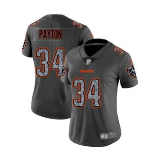 Women's Chicago Bears #34 Walter Payton Limited Gray Static Fashion Football Jersey - Ujersey