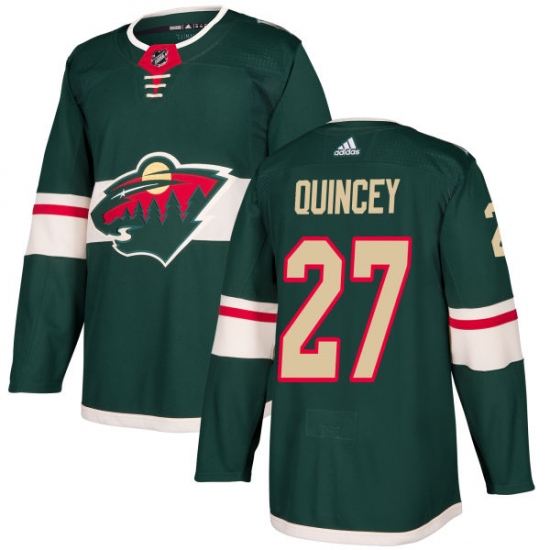 Men's Adidas Minnesota Wild #27 Kyle Quincey Authentic Green Home NHL Jersey - Ujersey