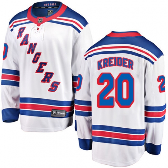 Youth New York Rangers #20 Chris Kreider Fanatics Branded White Away Breakaway NHL Jersey - Ujersey