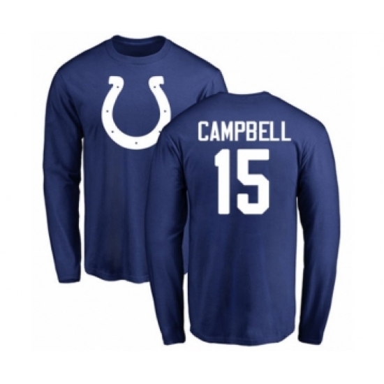 Football Indianapolis Colts #15 Parris Campbell Royal Blue Name & Number Logo Long Sleeve T-Shirt - Ujersey NHL