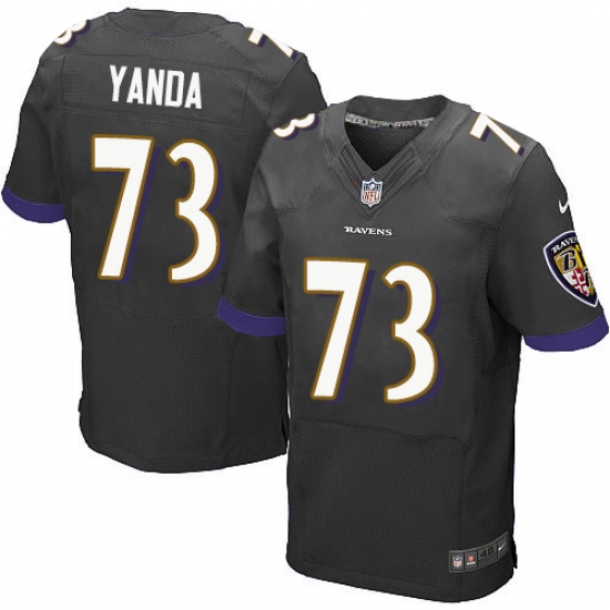 Men's Nike Baltimore Ravens #73 Marshal Yanda Elite Black Alternate NFL Jersey - Ujersey