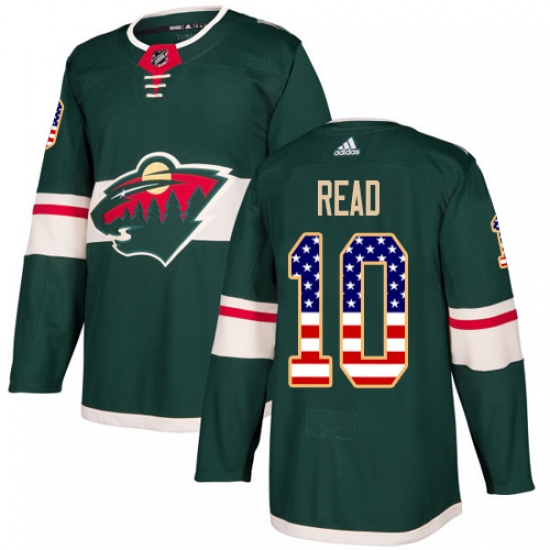 Men's Adidas Minnesota Wild #10 Matt Read Authentic Green USA Flag Fashion NHL Jersey - Ujersey