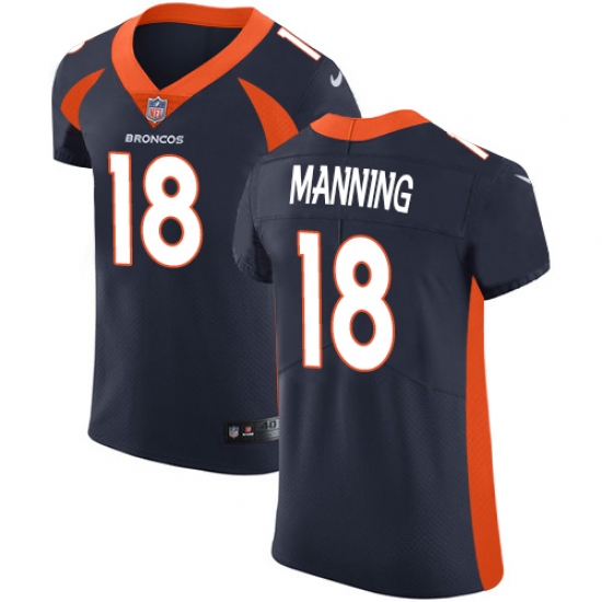 Men's Nike Denver Broncos #18 Peyton Manning Navy Blue Alternate Vapor Untouchable Elite Player NFL Jersey - Ujersey