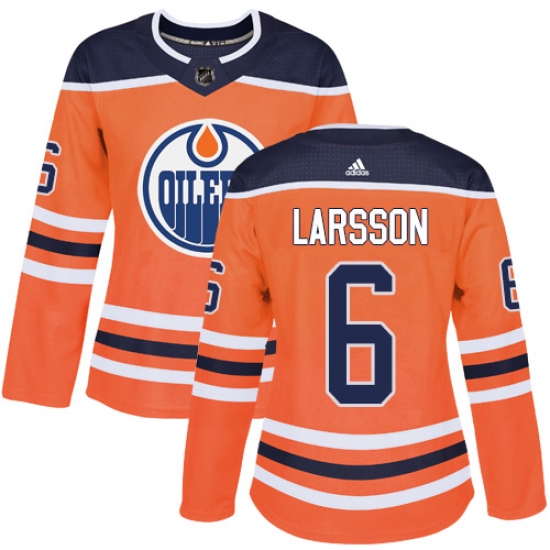 Women's Adidas Edmonton Oilers #6 Adam Larsson Authentic Orange Home NHL Jersey - Ujersey