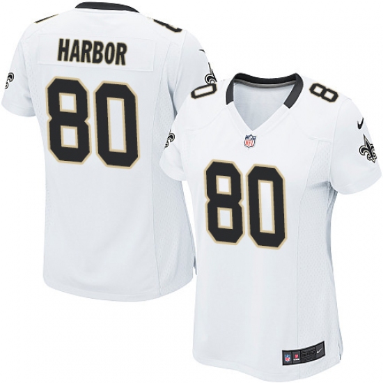 Women's Nike New Orleans Saints #80 Clay Harbor Game White NFL Jersey - Ujersey