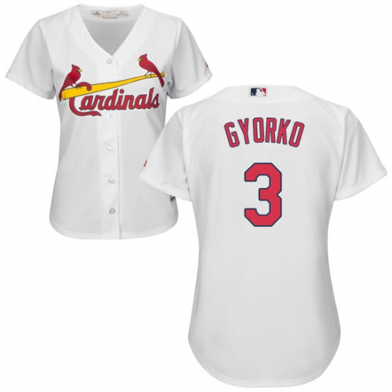 Women's Majestic St. Louis Cardinals #3 Jedd Gyorko Authentic White Home Cool Base MLB Jersey - Ujersey