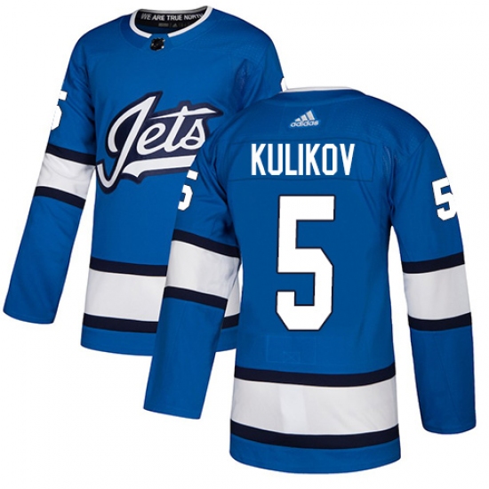Men's Adidas Winnipeg Jets #5 Dmitry Kulikov Authentic Blue Alternate NHL Jersey - Ujersey