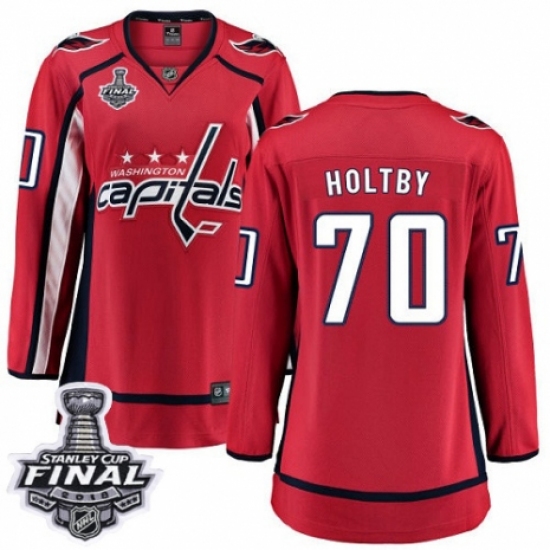 Women's Washington Capitals #70 Braden Holtby Fanatics Branded Red Home Breakaway 2018 Stanley Cup Final NHL Jersey - Ujersey