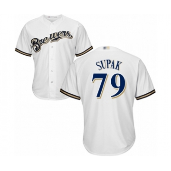 Youth Milwaukee Brewers #79 Trey Supak Authentic White Home Cool Base Baseball Player Jersey - Ujersey